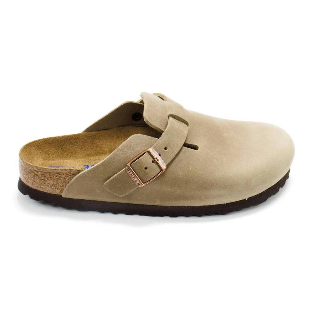 NEW BIRKENSTOCK women's boston soft footbed clogs in tobacco brown